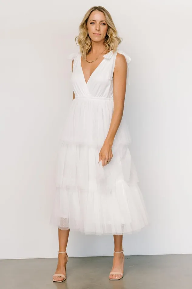 Women Tessa Tiered Tulle Tank Dress White Baltic Born Midi Dresses Women Tessa Tiered Tulle Tank Dress White Baltic Born Midi Dresses