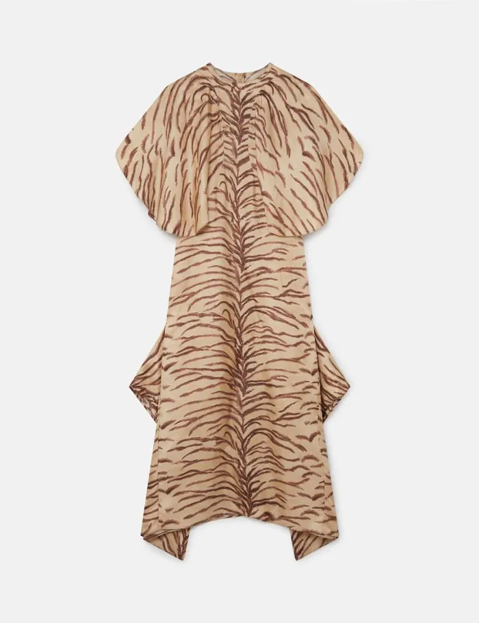 Women Tiger Print Puff Sleeve Maxi Dress Natural Tiger Print Stella McCartney Dresses
