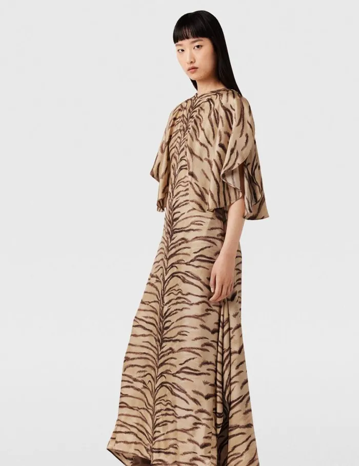 Women Tiger Print Puff Sleeve Maxi Dress Natural Tiger Print Stella McCartney Dresses Women Tiger Print Puff Sleeve Maxi Dress Natural Tiger Print Stella McCartney Dresses