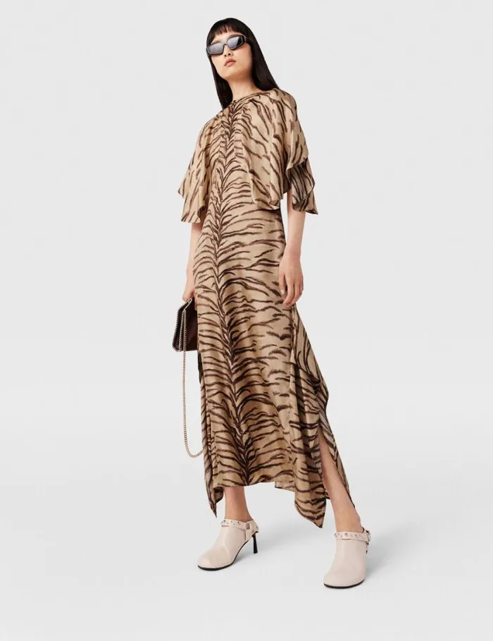 Women Tiger Print Puff Sleeve Maxi Dress Natural Tiger Print Stella McCartney Dresses Women Tiger Print Puff Sleeve Maxi Dress Natural Tiger Print Stella McCartney Dresses