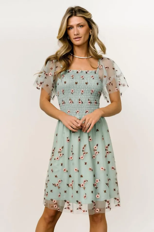 Women Tivoli Tulle Short Dress Sage Pink Baltic Born The Guest Edit