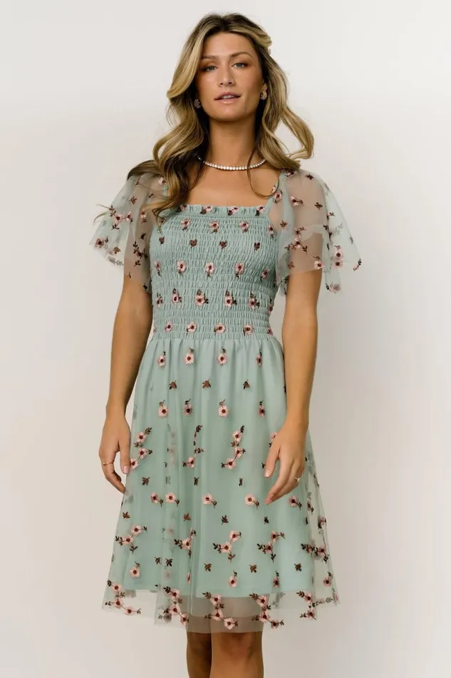 Women Tivoli Tulle Short Dress Sage Pink Baltic Born The Guest Edit