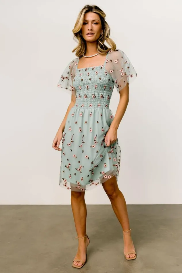 Women Tivoli Tulle Short Dress Sage Pink Baltic Born The Guest Edit
