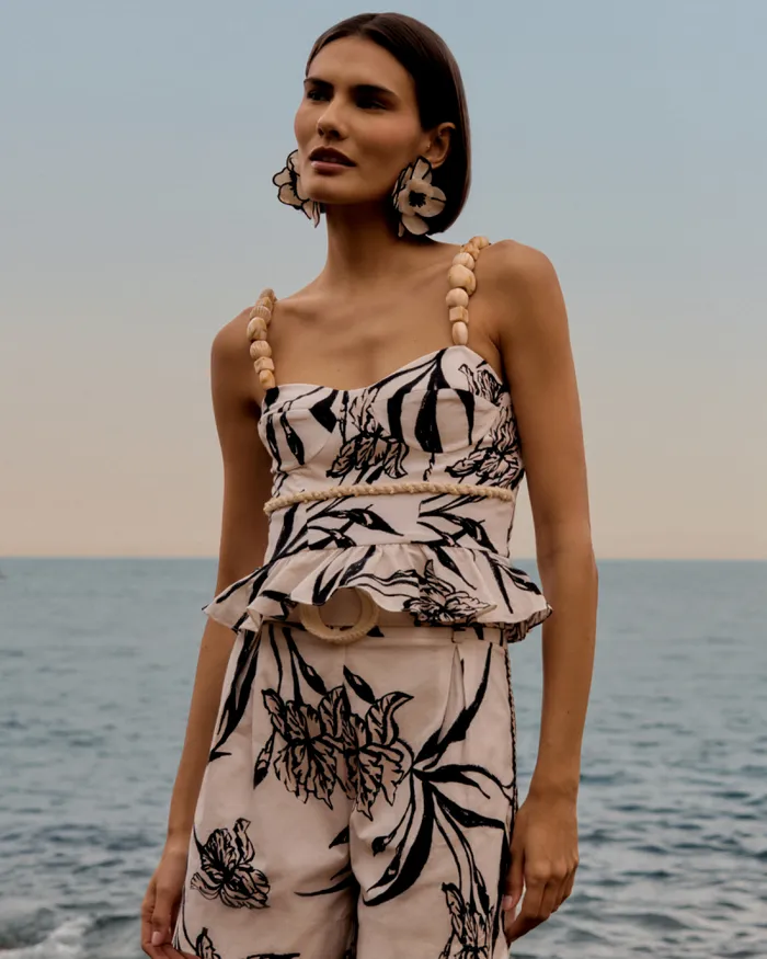 Women Tops and Bodysuits PatBO IRIS PEPLUM TOP Off White
