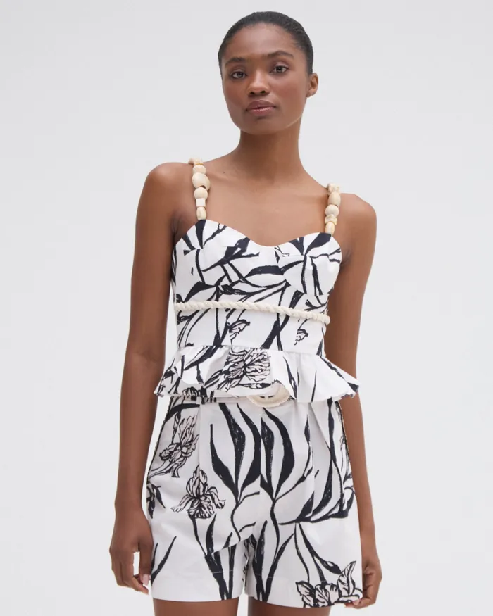 Women Tops and Bodysuits PatBO IRIS PEPLUM TOP Off White