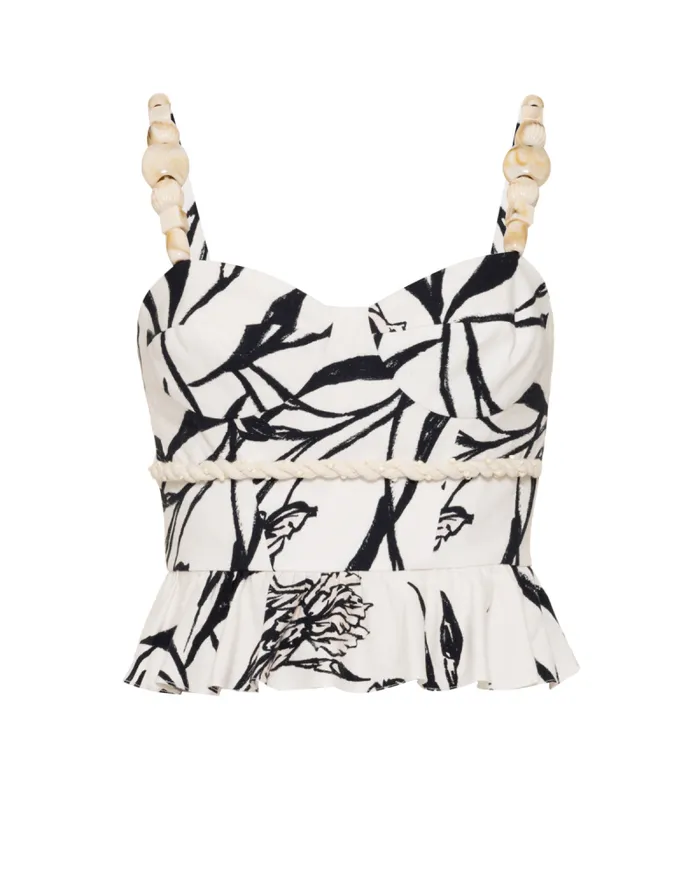 Women Tops and Bodysuits PatBO IRIS PEPLUM TOP Off White