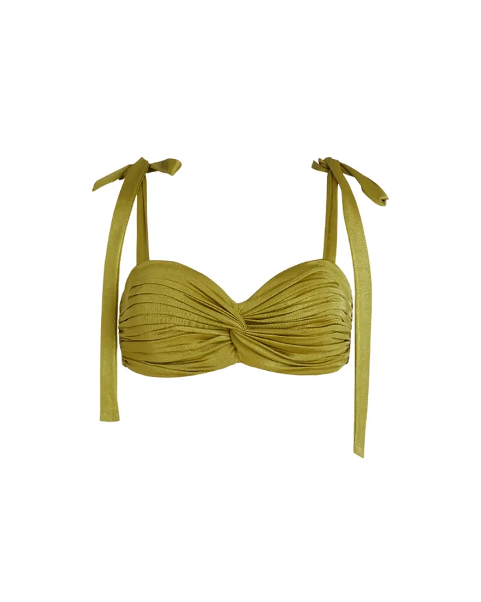 Women Tops and Bodysuits PatBO Metallic Jersey Bralette FINAL SALE Absinthe