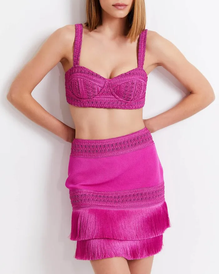 Women Tops and Bodysuits PatBO Woven Cropped Top X Harrods FINAL SALE Cerise