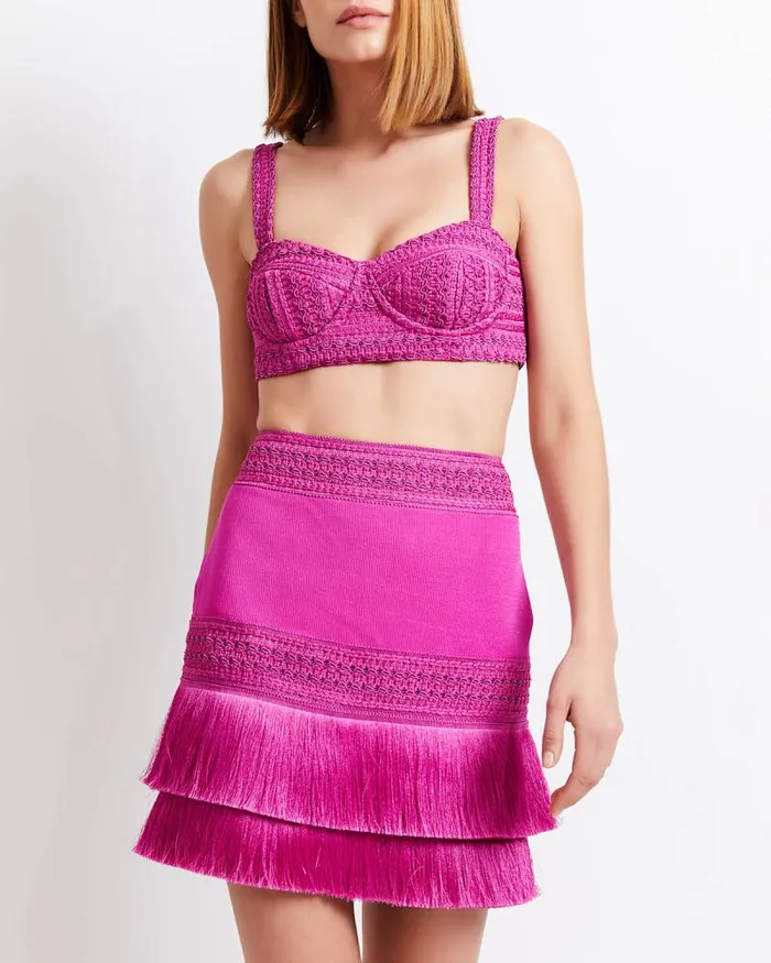 Women Tops and Bodysuits PatBO Woven Cropped Top X Harrods FINAL SALE Cerise