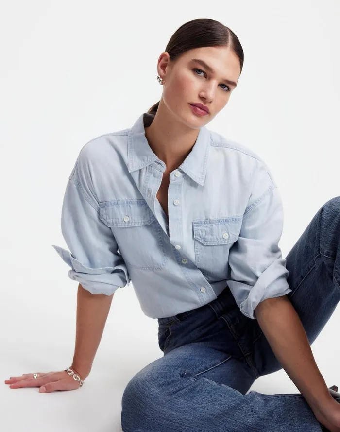 Women Tops and Shirts Madewell Alexa Chung For Madewell Oversized Denim Shirt In Dunklin Wash Dunklin Wash Women Tops and Shirts Madewell Alexa Chung For Madewell Oversized Denim Shirt In Dunklin Wash Dunklin Wash