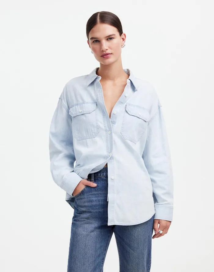 Women Tops and Shirts Madewell Alexa Chung For Madewell Oversized Denim Shirt In Dunklin Wash Dunklin Wash