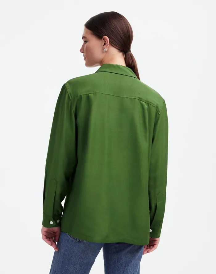 Women Tops and Shirts Madewell Alexa Chung For Madewell PleatPocket ButtonUp Shirt Dark Pine