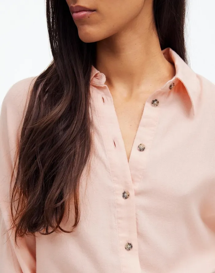 Women Tops and Shirts Madewell Heathered Flannel Dolman ButtonUp Shirt Pink Heather