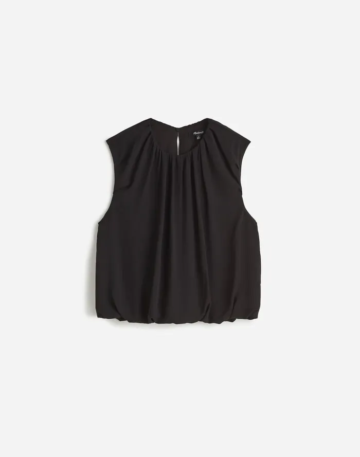 Women Tops and Shirts Madewell Plus Sleeveless Bubble Top In Chiffon True Black