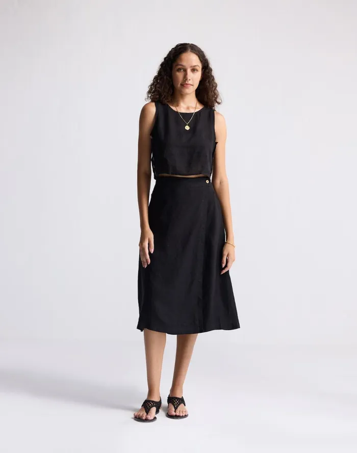 Women Tops and Shirts Madewell Reistor Boxy Crop Top In 100 Black Hemp Black