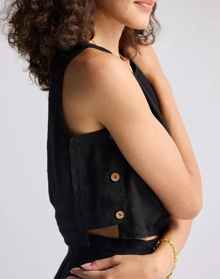 Women Tops and Shirts Madewell Reistor Boxy Crop Top In 100 Black Hemp Black