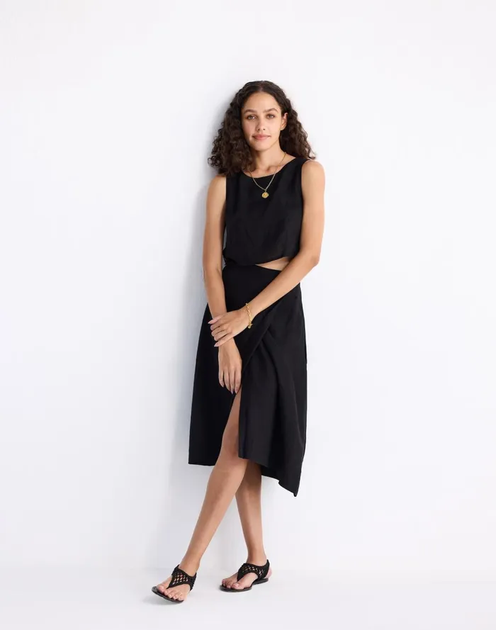 Women Tops and Shirts Madewell Reistor Boxy Crop Top In 100 Black Hemp Black