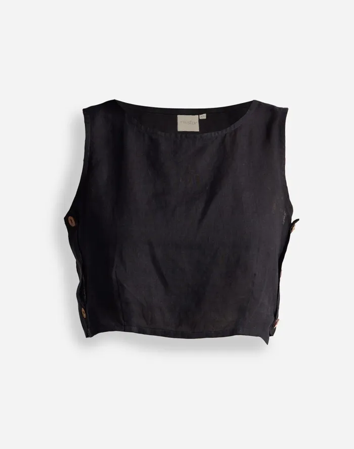 Women Tops and Shirts Madewell Reistor Boxy Crop Top In 100 Black Hemp Black