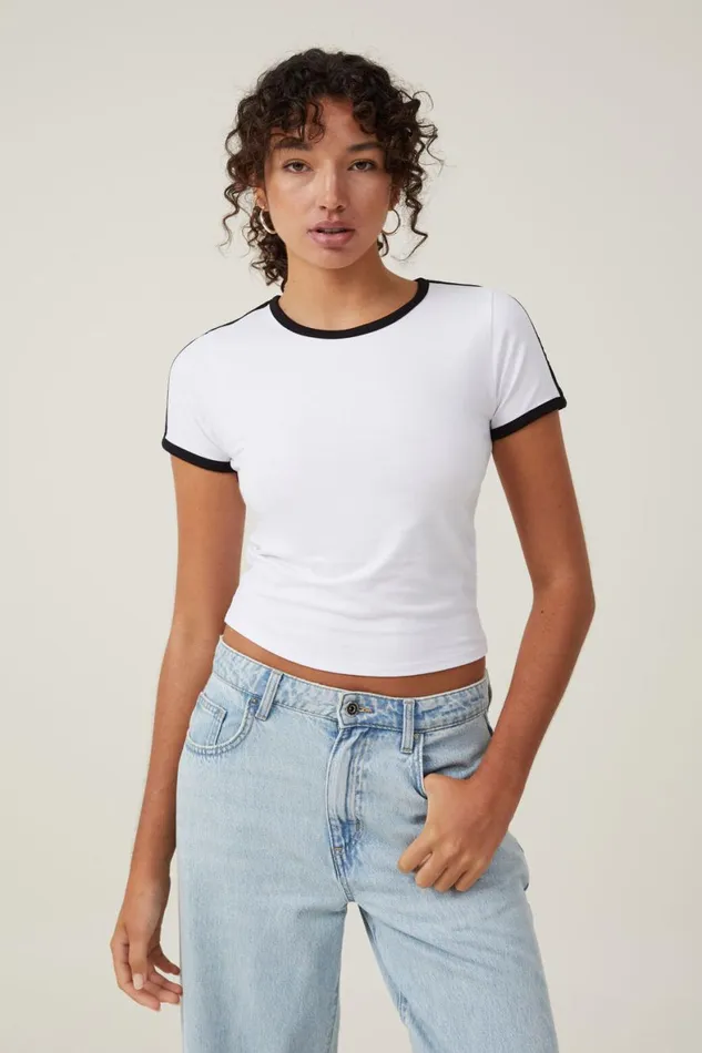 Women Tops Cotton On Billi Crew Neck Tee White