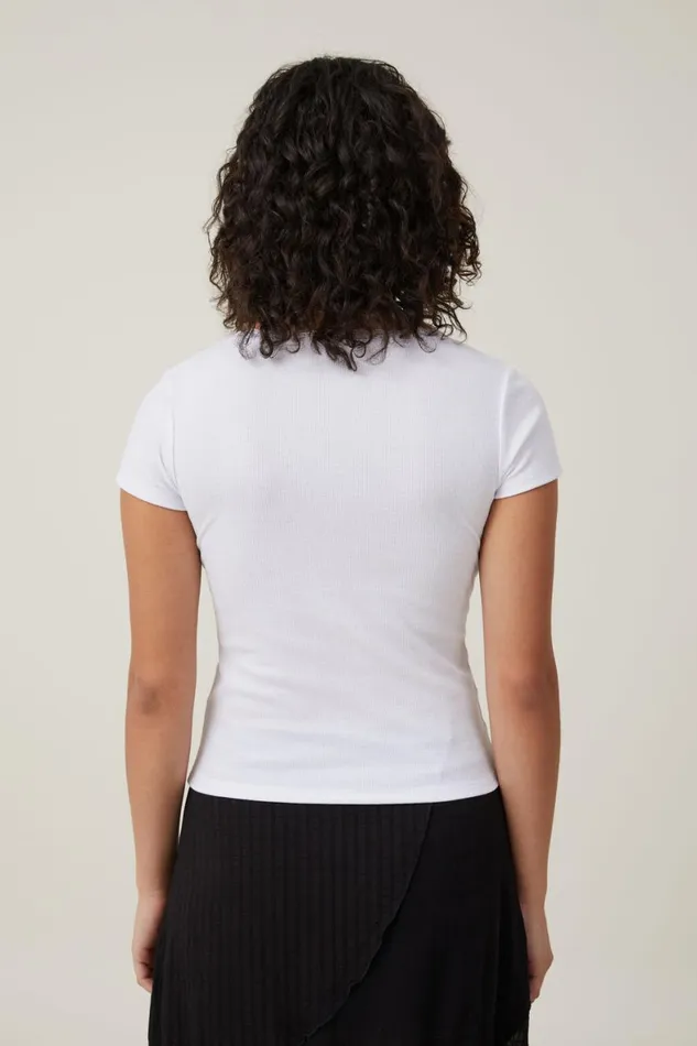 Women Tops Cotton On Daisy Lace Trim Tee White