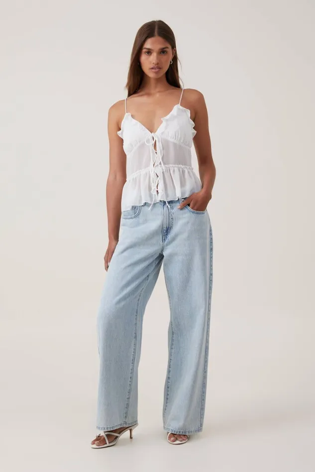 Women Tops Cotton On Harper Tie Up Cami White