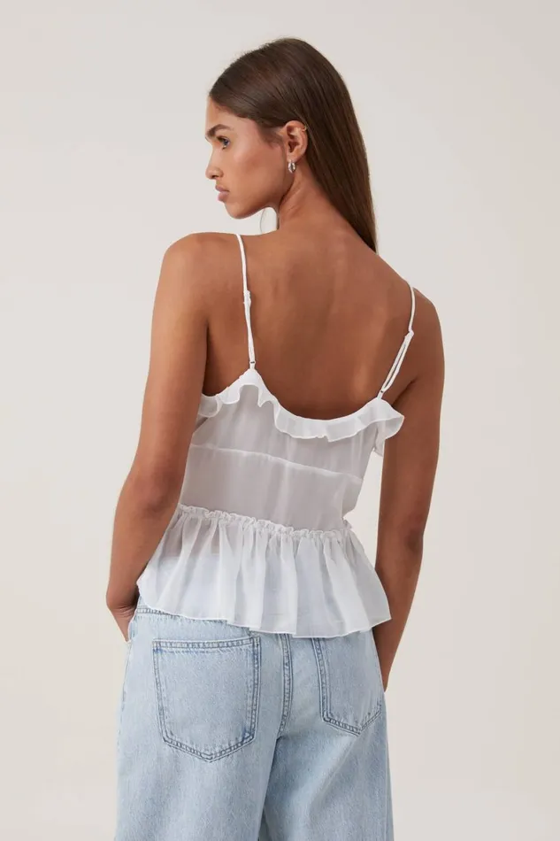 Women Tops Cotton On Harper Tie Up Cami White