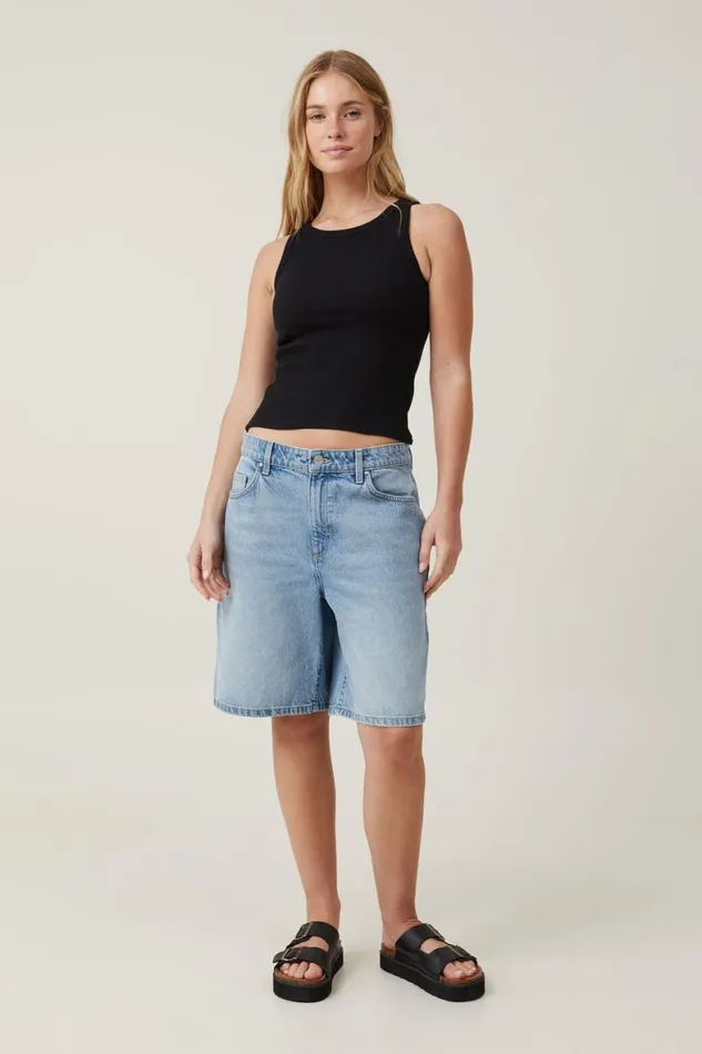 Women Tops Cotton On High Neck Tank Black