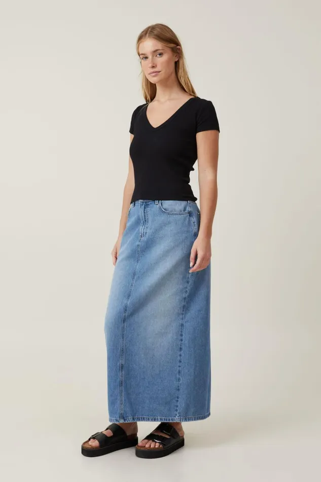 Women Tops Cotton On Rory V Neck Short Sleeve Tee Black
