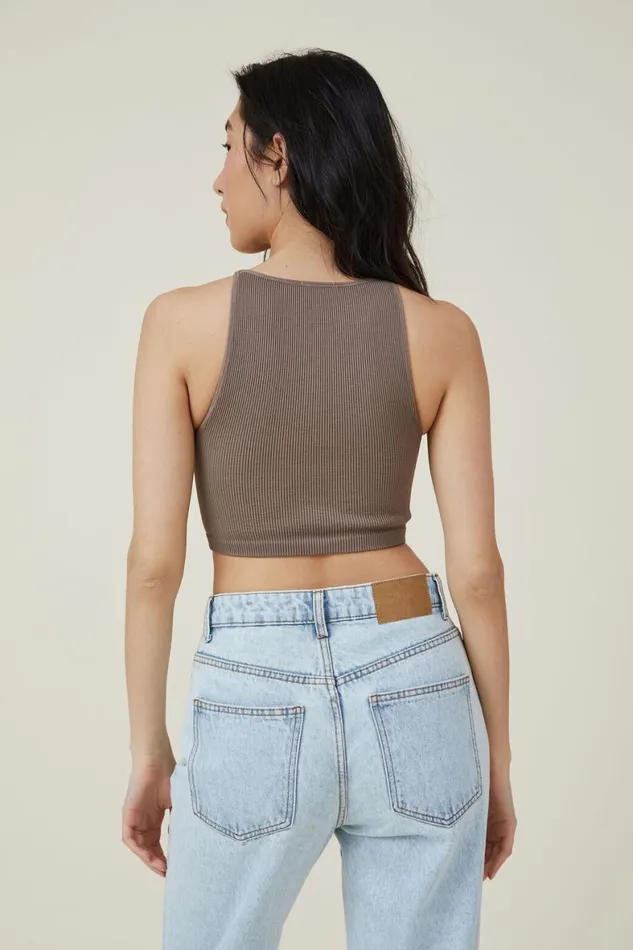 Women Tops Cotton On Seamless Benni High Neck Tank Rich Taupe