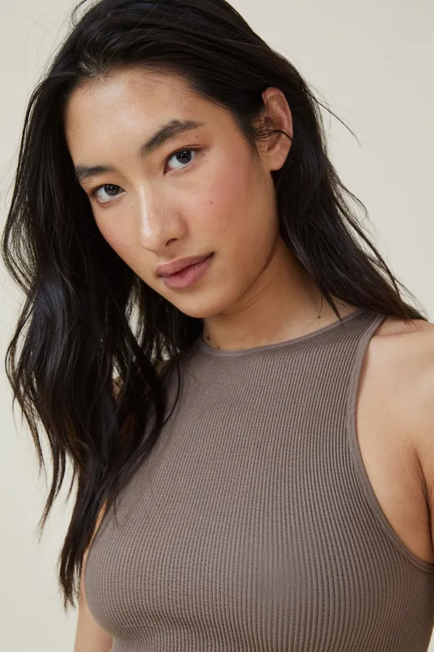 Women Tops Cotton On Seamless Benni High Neck Tank Rich Taupe