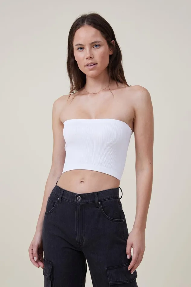 Women Tops Cotton On Seamless Ellie Tube Top White