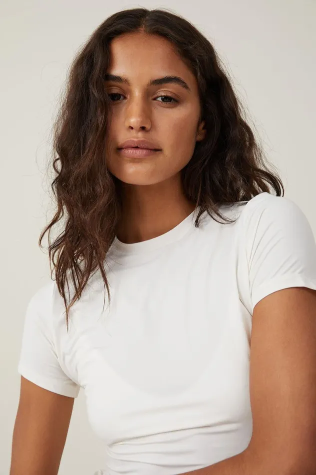 Women Tops Cotton On Soft Lounge Fitted TShirt Whisper White