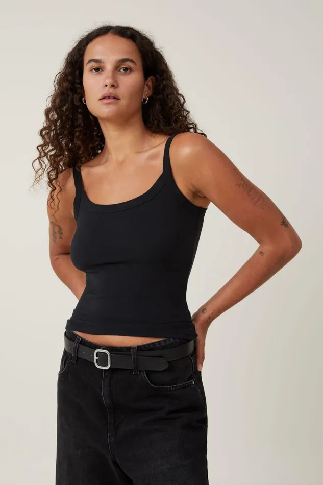Women Tops Cotton On The One Basic Scoop Neck Cami Black