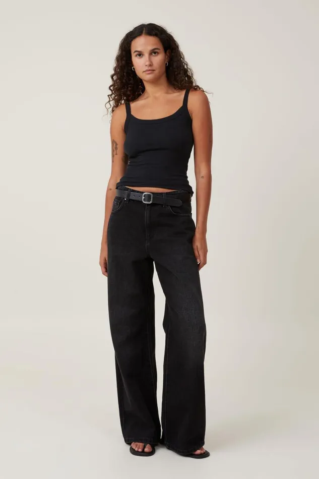 Women Tops Cotton On The One Basic Scoop Neck Cami Black