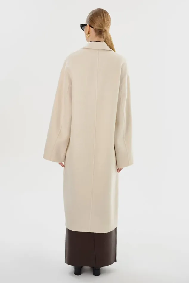 Women TWILA Wool Scarf Coat Winter White LAMARQUE Wool