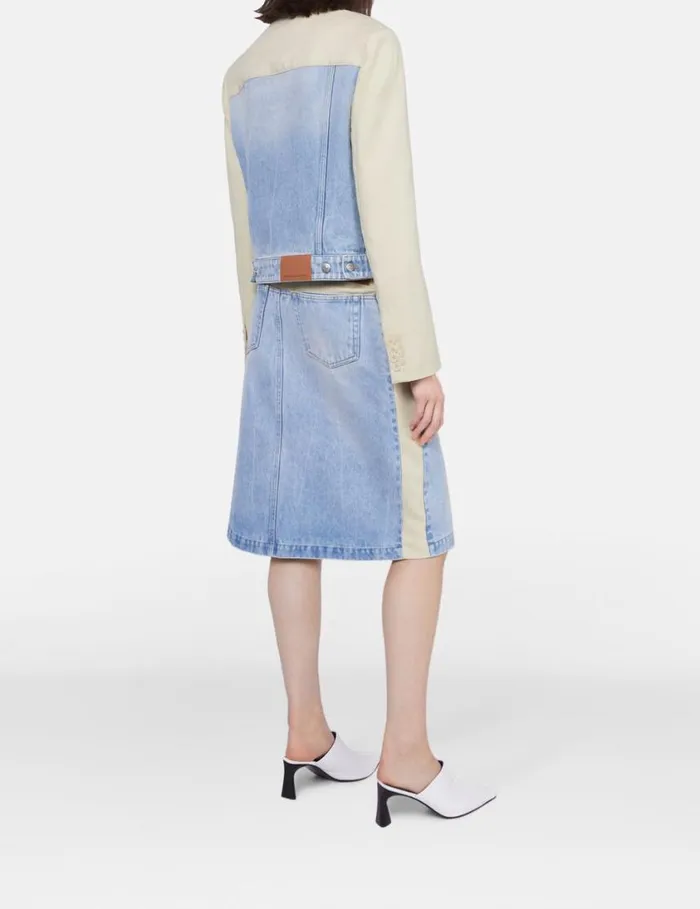 Women TwoTone Panelled Denim Jacket Blueecru Stella McCartney Coats And Jackets Women TwoTone Panelled Denim Jacket Blueecru Stella McCartney Coats And Jackets