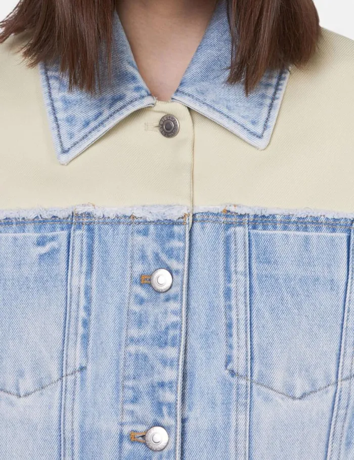 Women TwoTone Panelled Denim Jacket Blueecru Stella McCartney Coats And Jackets Women TwoTone Panelled Denim Jacket Blueecru Stella McCartney Coats And Jackets