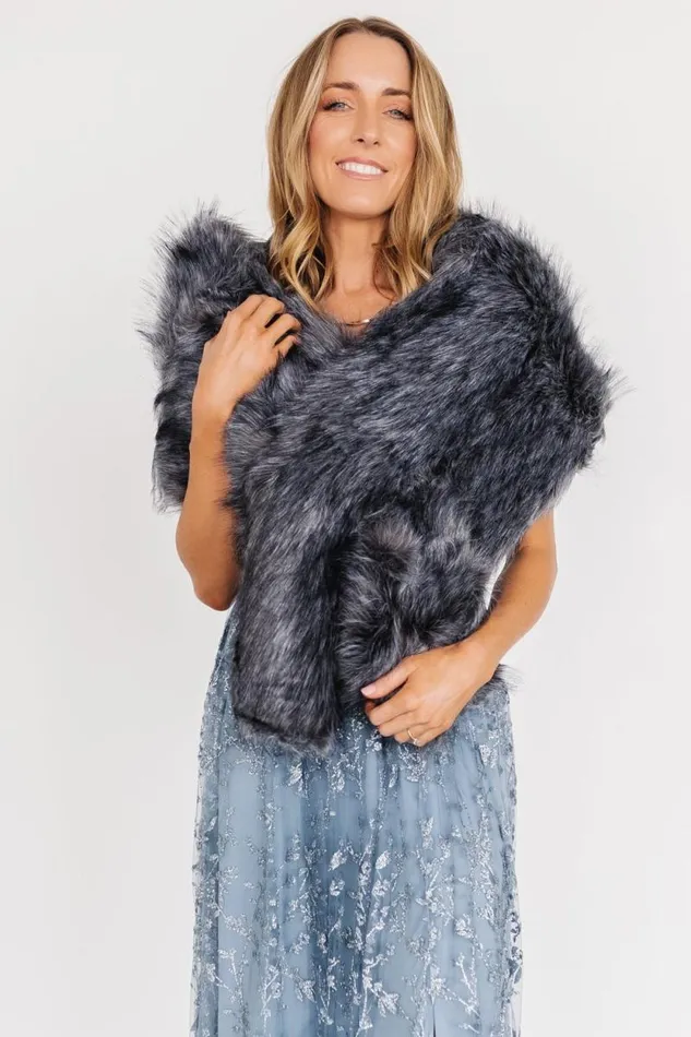 Women Valerie Faux Fur Shawl Dark Gray Baltic Born Outerwear
