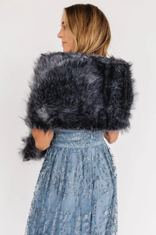 Women Valerie Faux Fur Shawl Dark Gray Baltic Born Outerwear