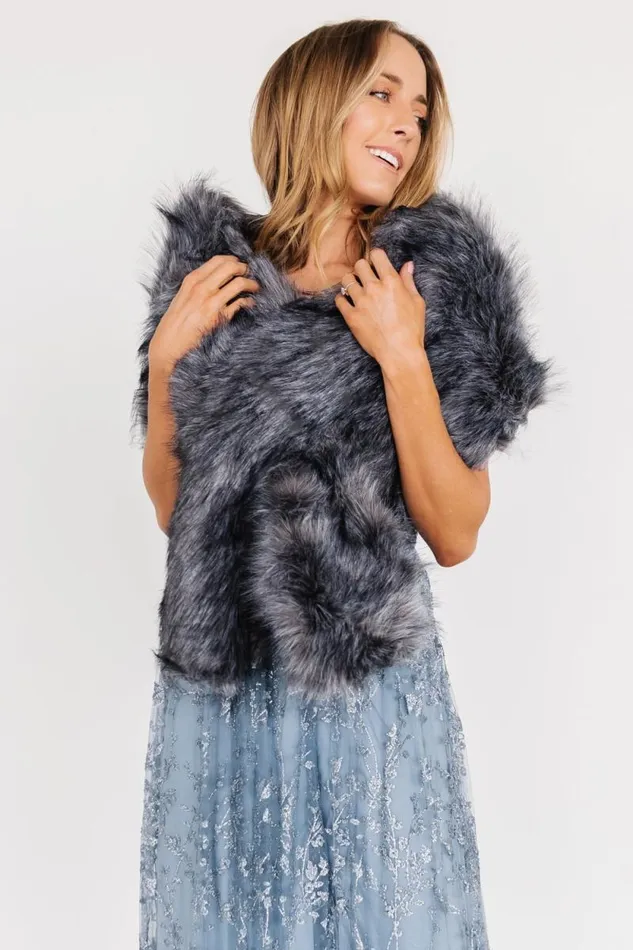 Women Valerie Faux Fur Shawl Dark Gray Baltic Born Outerwear