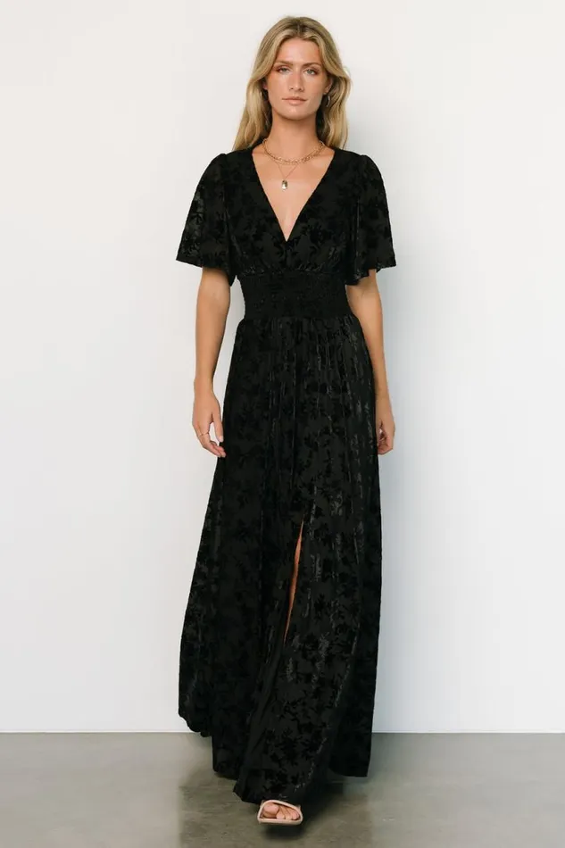 Women Veronica Velvet Maxi Dress Black Baltic Born Maxi Dresses