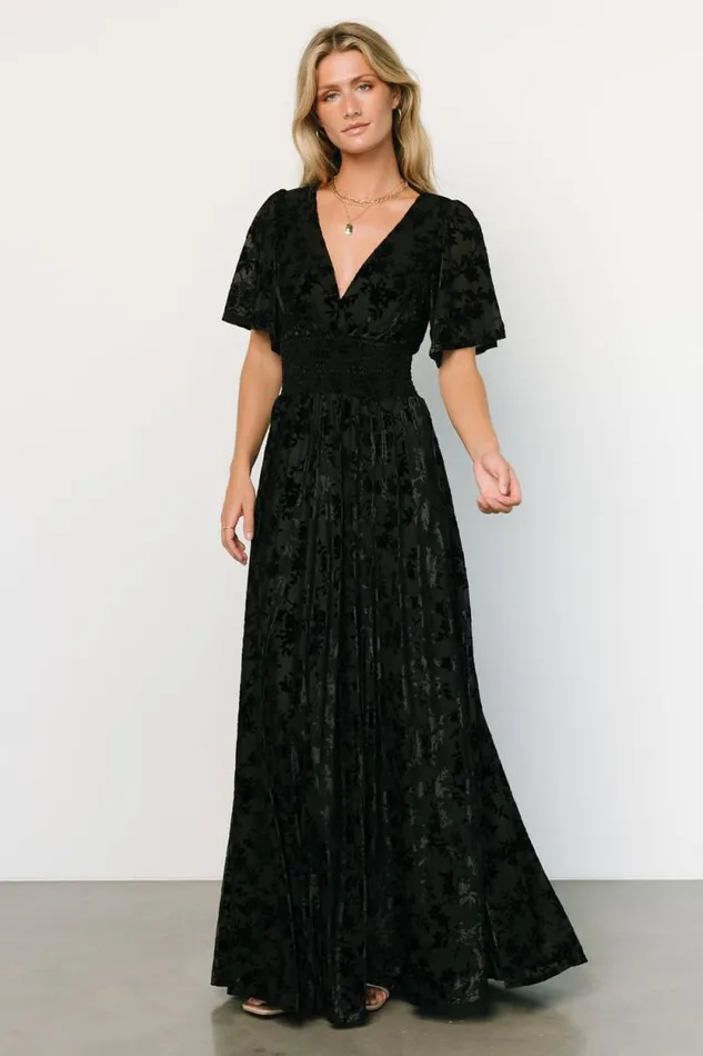 Women Veronica Velvet Maxi Dress Black Baltic Born Maxi Dresses Women Veronica Velvet Maxi Dress Black Baltic Born Maxi Dresses
