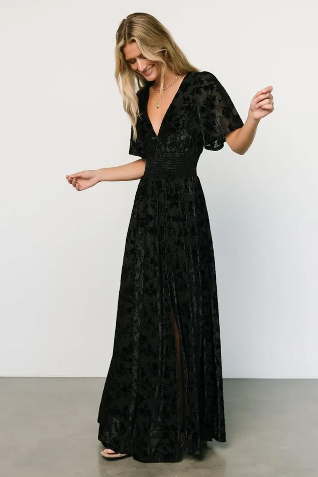 Women Veronica Velvet Maxi Dress Black Baltic Born Maxi Dresses Women Veronica Velvet Maxi Dress Black Baltic Born Maxi Dresses