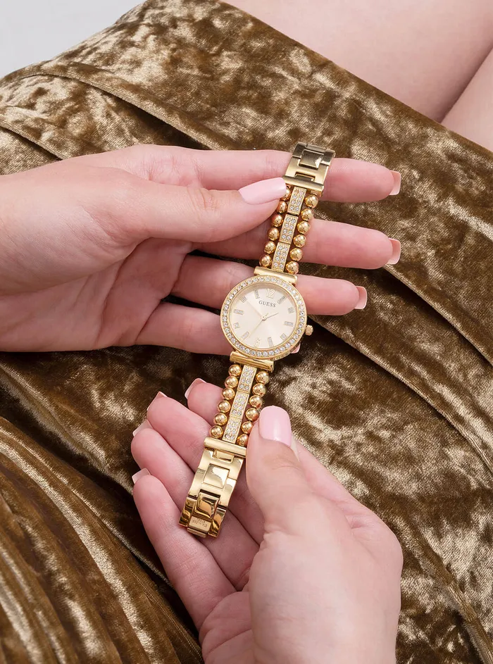 Women Watches GUESS Gold Beaded Glitz Gala Watch Women Watches GUESS Gold Beaded Glitz Gala Watch