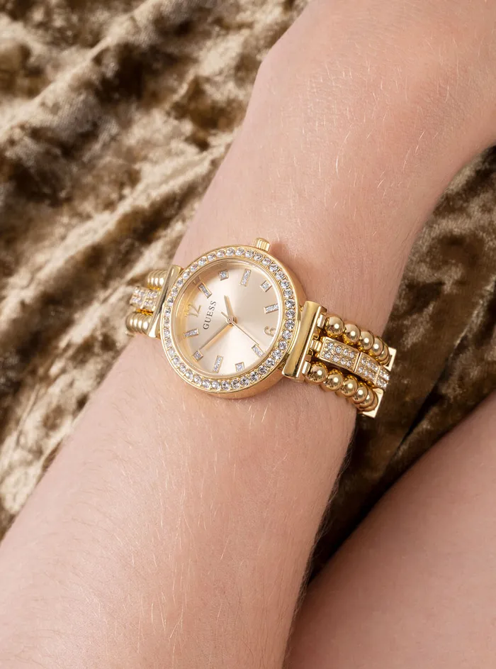 Women Watches GUESS Gold Beaded Glitz Gala Watch Women Watches GUESS Gold Beaded Glitz Gala Watch