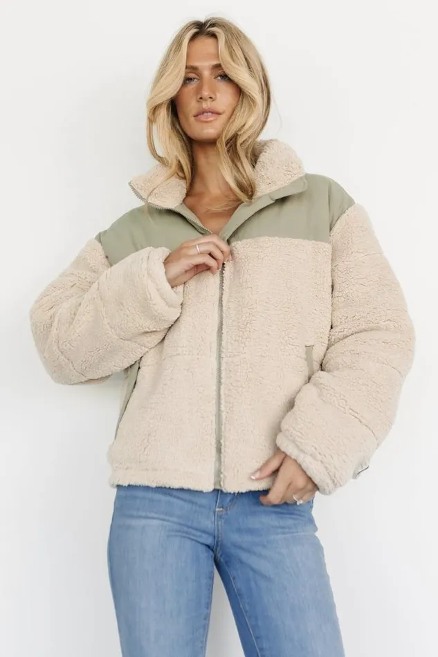 Women Weekender Sherpa Puffer Jacket Oatmeal Sage Baltic Born Outerwear Women Weekender Sherpa Puffer Jacket Oatmeal Sage Baltic Born Outerwear