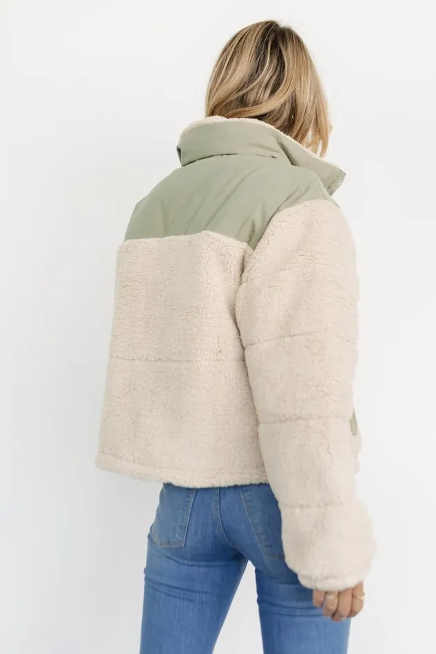 Women Weekender Sherpa Puffer Jacket Oatmeal Sage Baltic Born Outerwear Women Weekender Sherpa Puffer Jacket Oatmeal Sage Baltic Born Outerwear