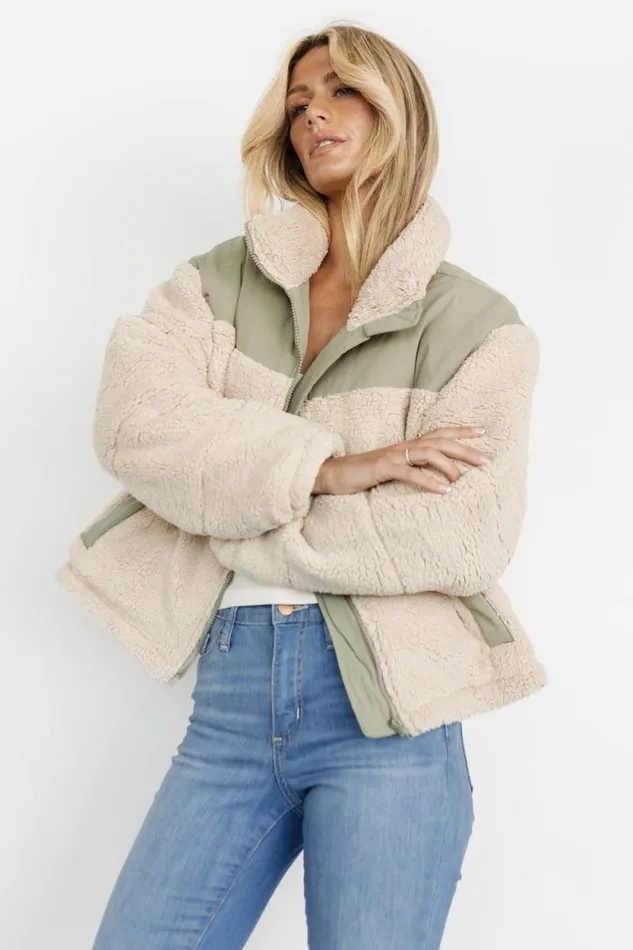 Women Weekender Sherpa Puffer Jacket Oatmeal Sage Baltic Born Outerwear Women Weekender Sherpa Puffer Jacket Oatmeal Sage Baltic Born Outerwear