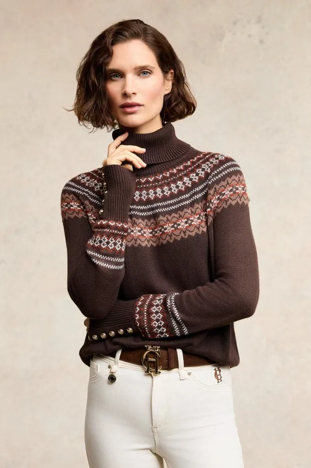Women Whistler Roll Neck Knit Chocolate Holland Cooper Knitwear