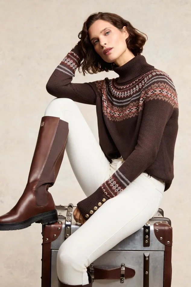 Women Whistler Roll Neck Knit Chocolate Holland Cooper Knitwear